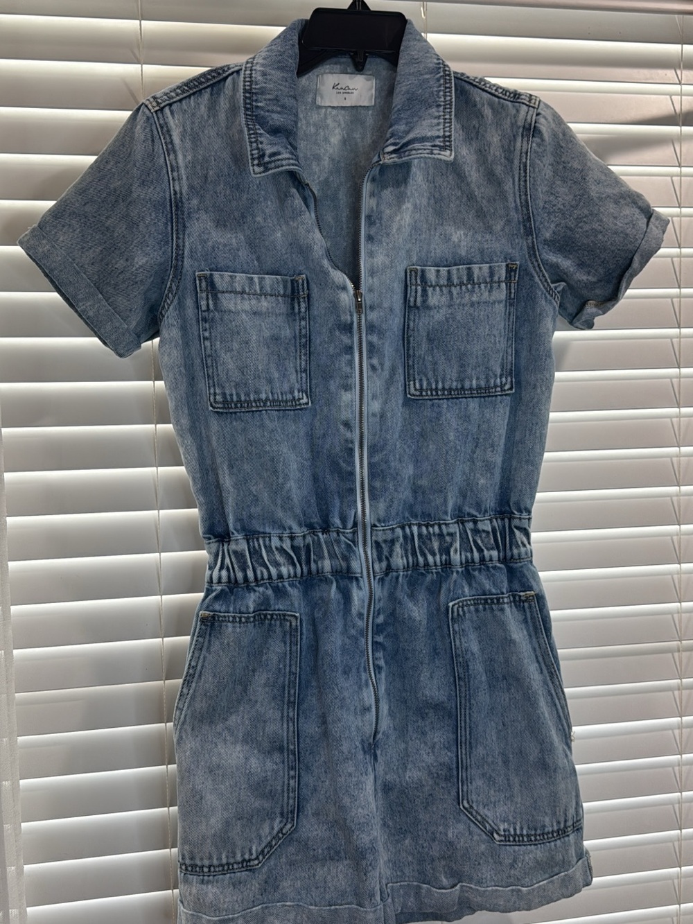 KanCan Light Blue Washed Denim Romper